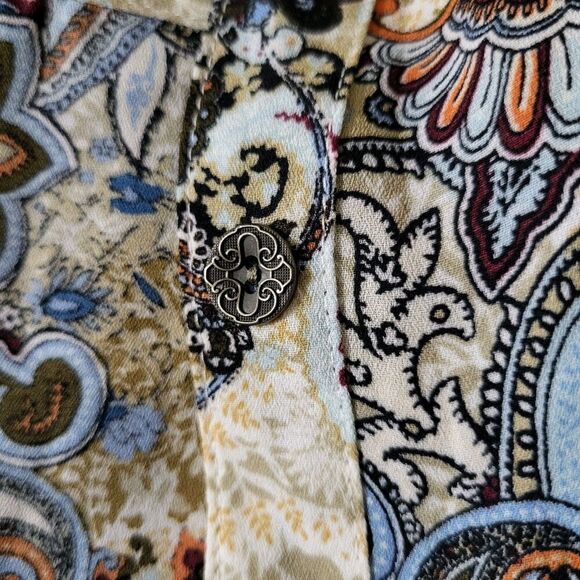 ROZ&ALI Paisley Print Shirt Womens Plus 2X Roll Tab Sleeves Careerwear- Western - Picture 5 of 14